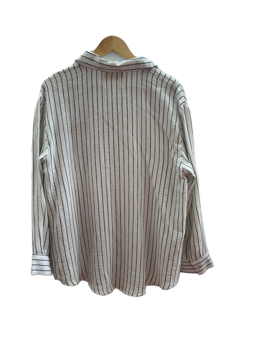 BLACK AND WHITE STRIPED COTTON SHIRT WITH PATCHWORK BESU INDIA