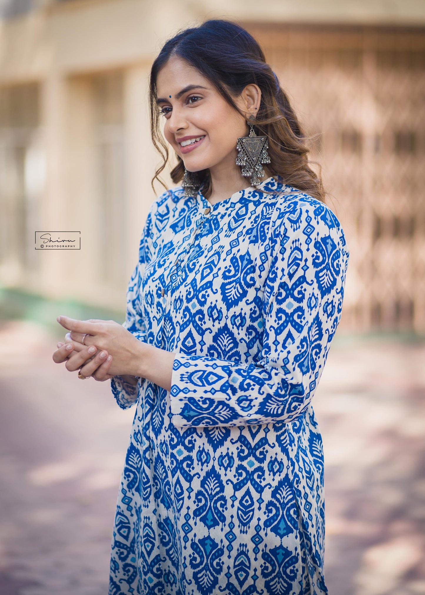 BALINESE PRINT INDIGO COLOUR COTTON KURTA TOP BESU INDIA