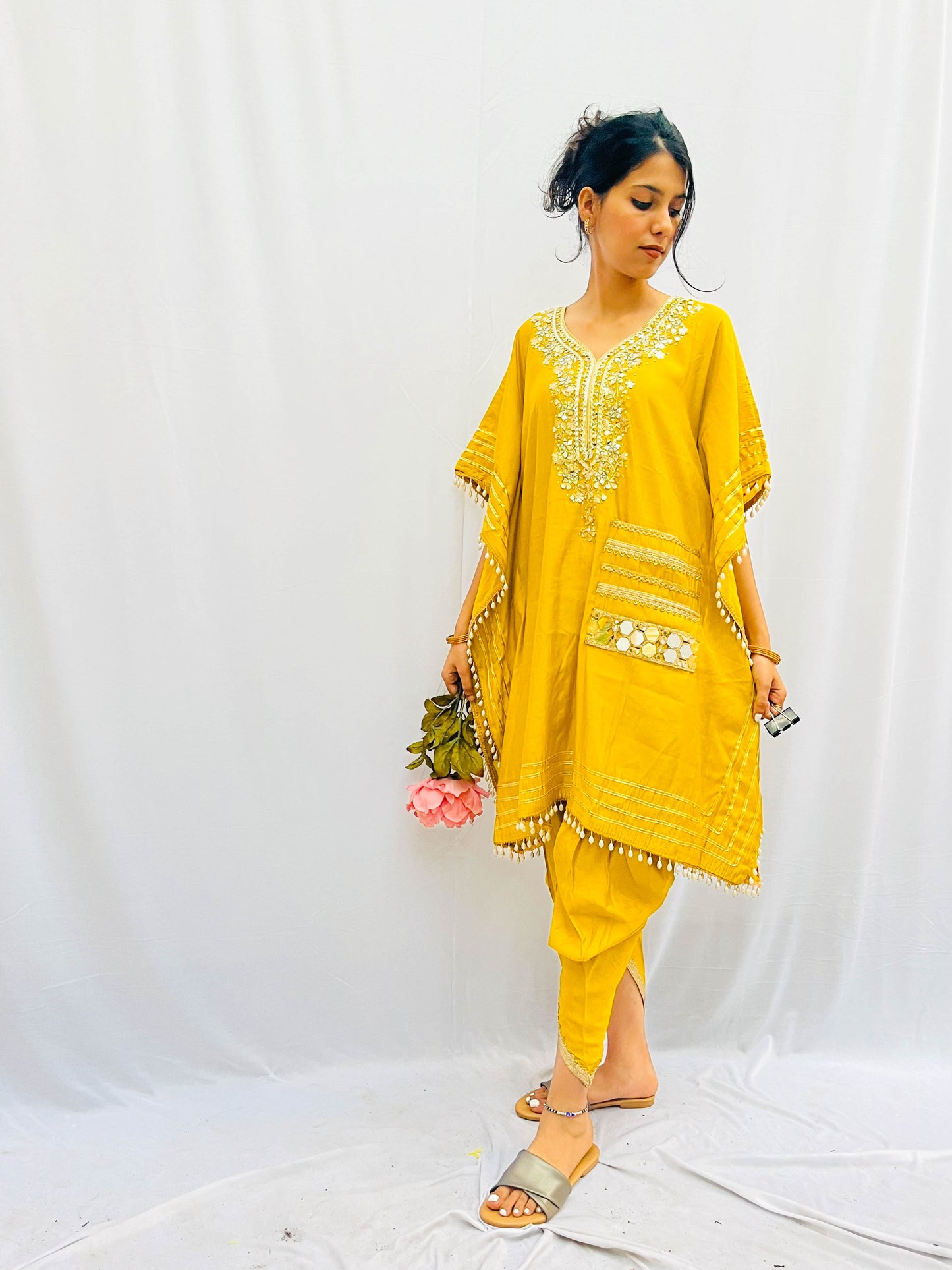 MUSTARD KHAFTAN WITH DOTHI PANTS BESU INDIA