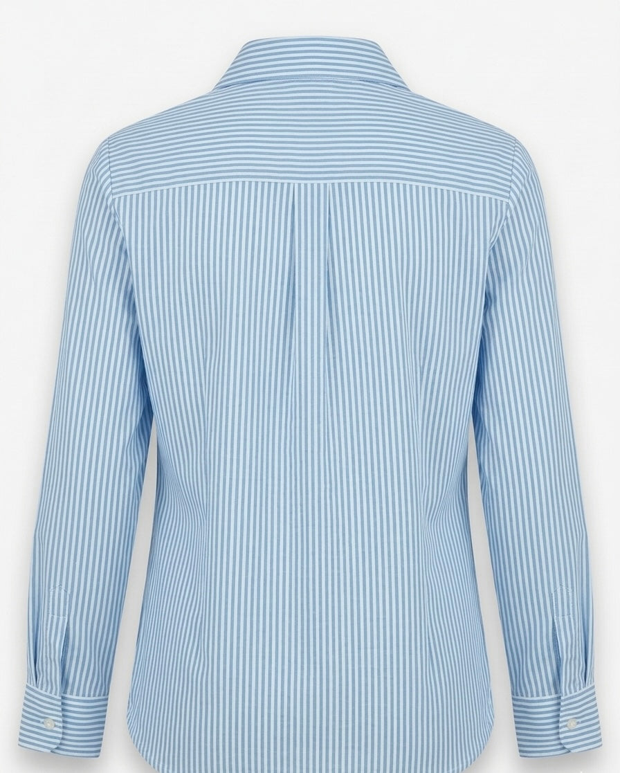 BLUE AND WHITE STRIPED SHIRT WITH THREAD EMBROIDERY BESU INDIA