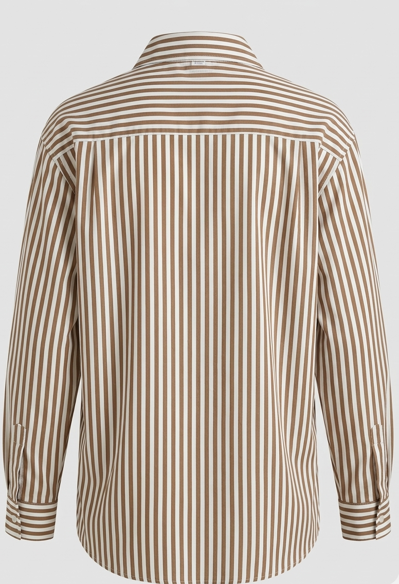 BROWN STRIPED SHIRT WITH PEARL EMBROIDERY BESU INDIA