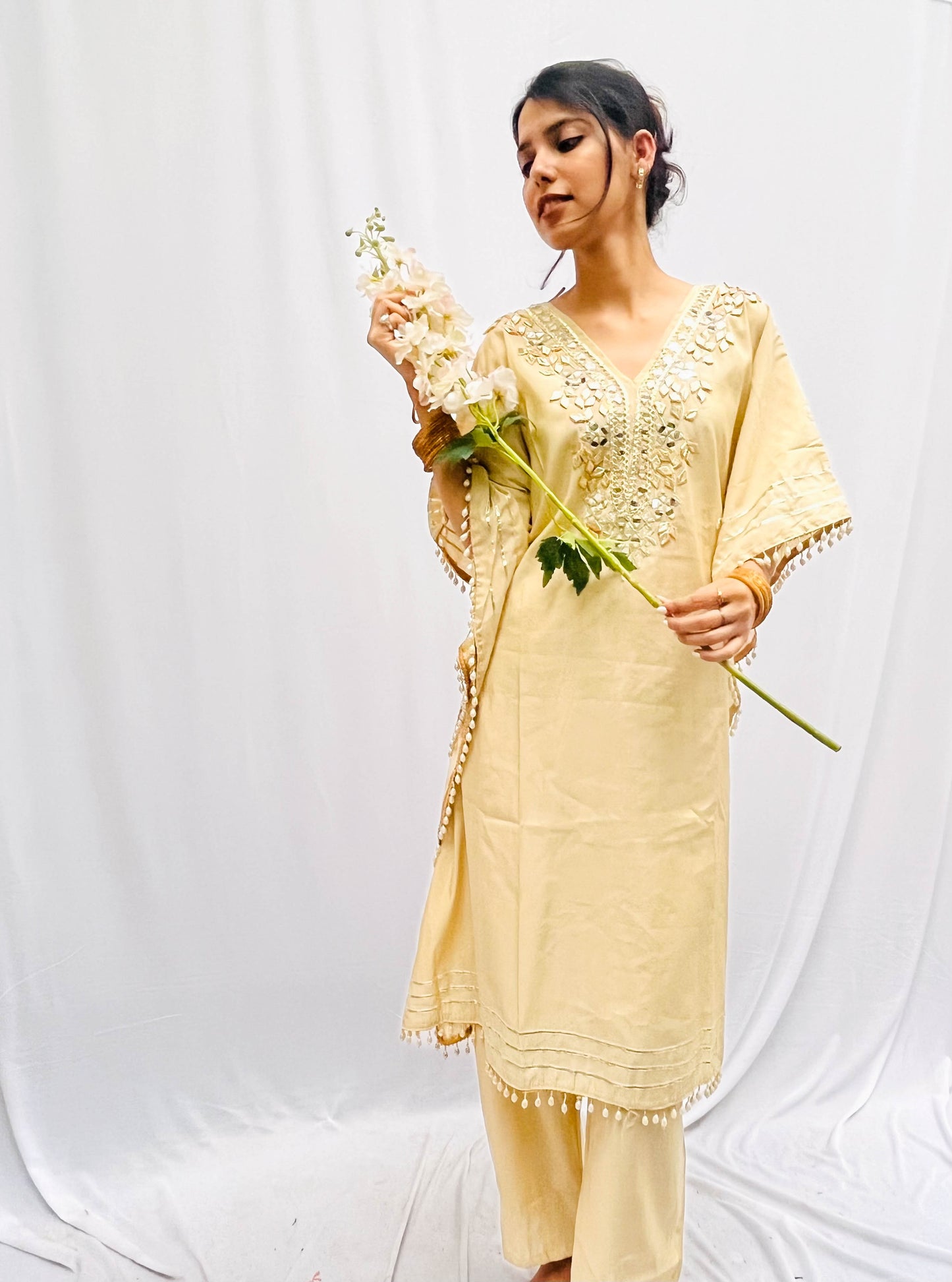CREAM KHAFTAN WITH PANTS BESU INDIA