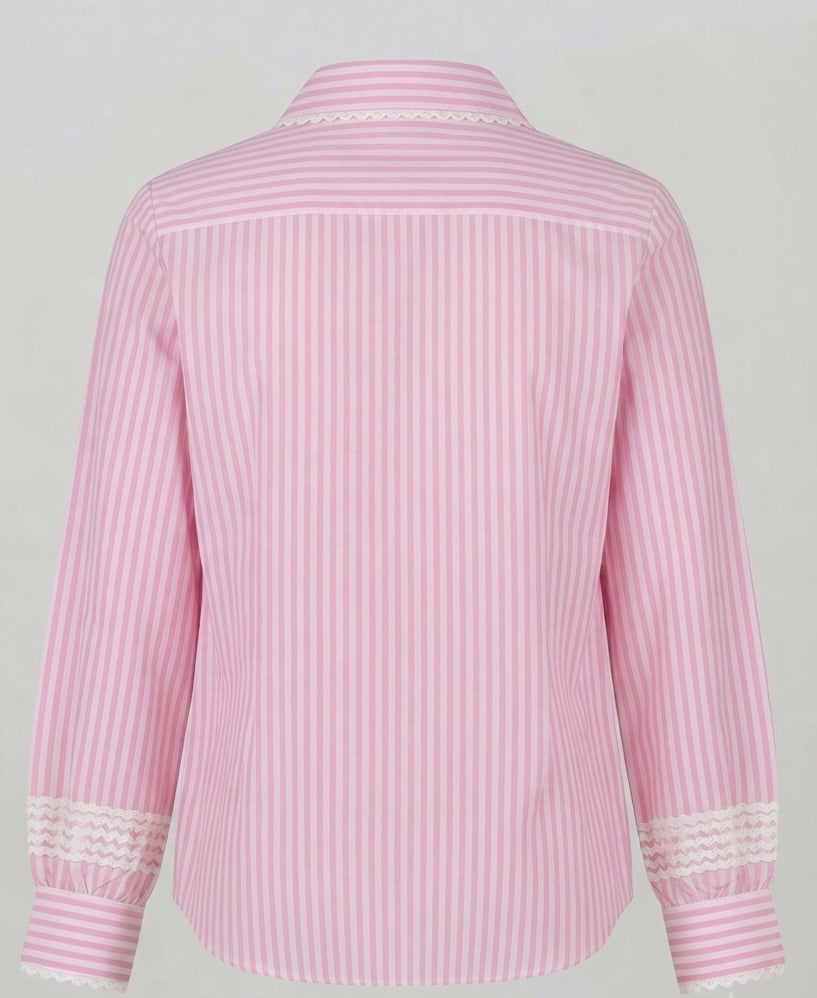THE COTTON CANDY SCALLOP-TRIM STRIPE SHIRT BESU INDIA
