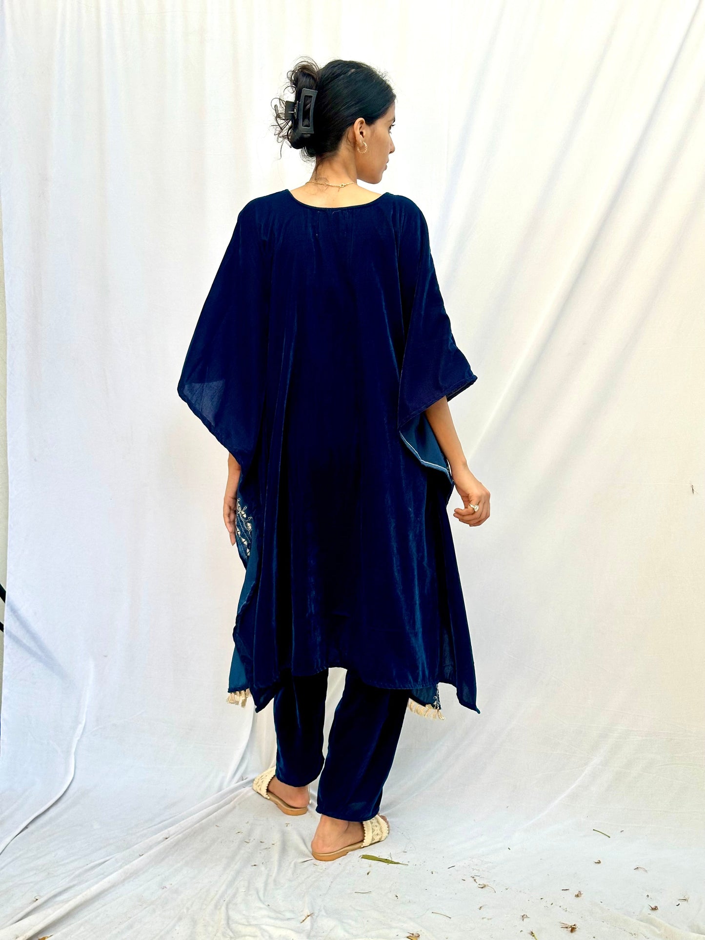 ROYAL BLUE VELVET KAFTAN BESU INDIA