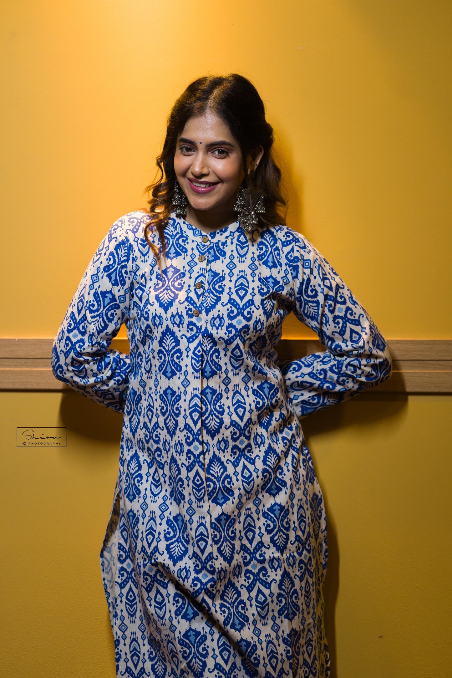 BALINESE PRINT INDIGO COLOUR COTTON KURTA TOP BESU INDIA