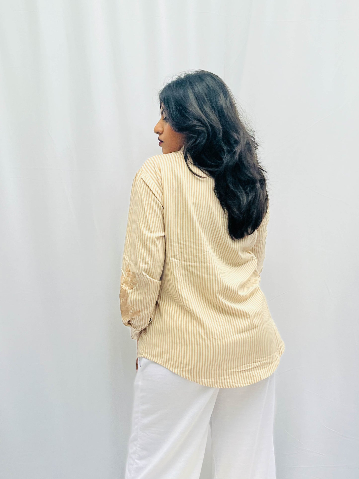 STRIPED COTTON SHIRT WITH THREAD EMBROIDERY BESU INDIA
