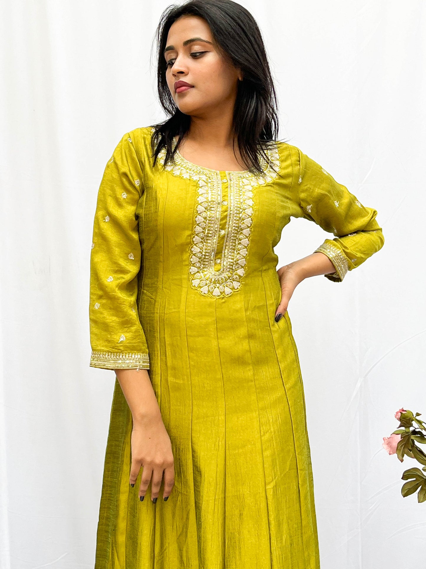 BROCADE EMBROIDERED DRESS AND DUPUTTA (no pants) BESU INDIA