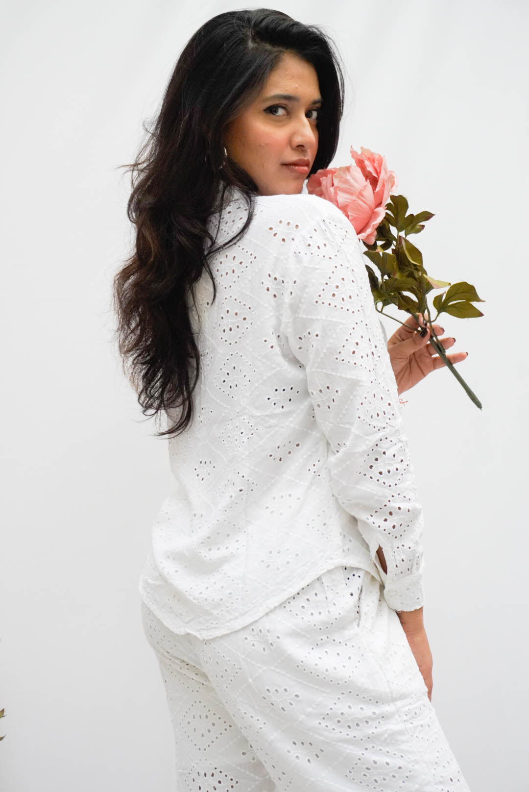 SOFT WHITE HAKOBA CO-ORDS BESU INDIA