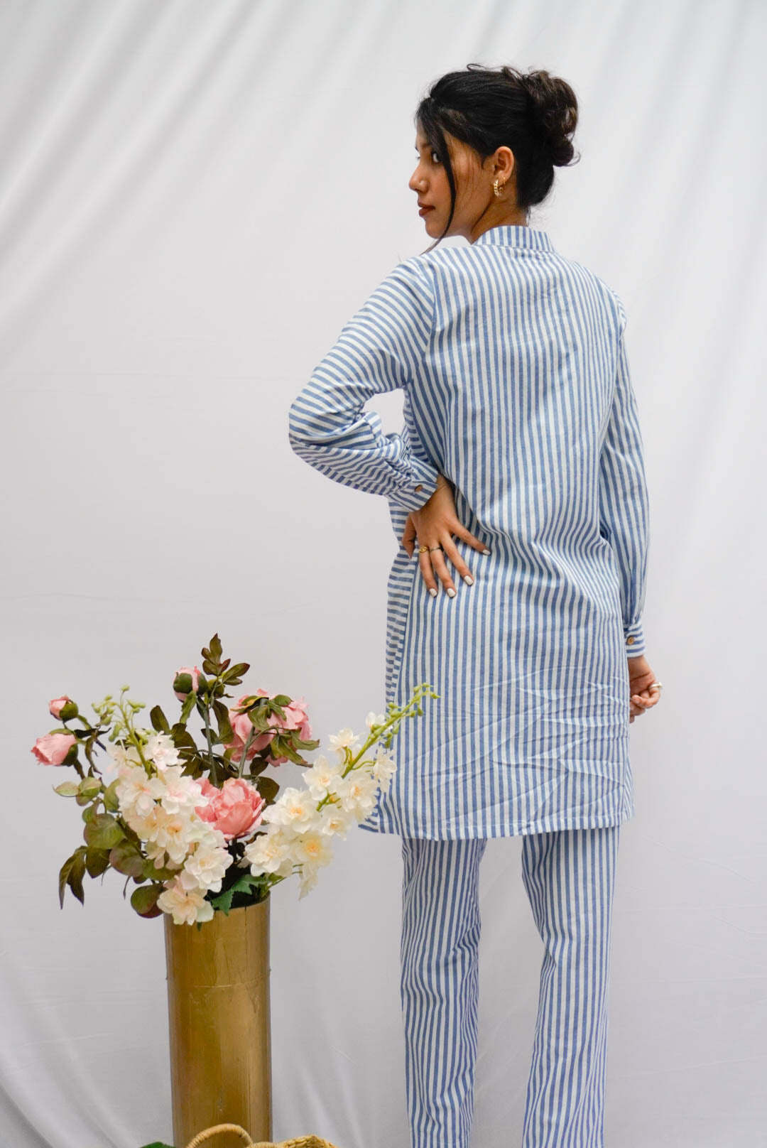 FAMOUS BLUE STRIPED COTTON CO-ORDS BESU INDIA