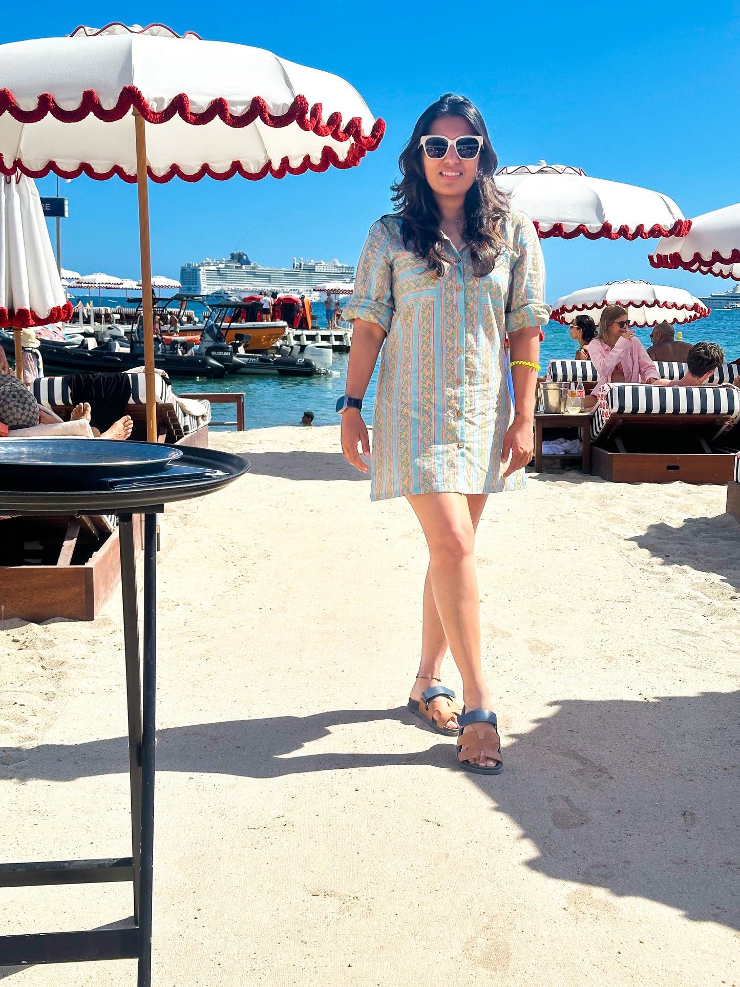 CANNES BLUE FLORAL PRINT SHIRT DRESS / KURTA TOP BESU INDIA