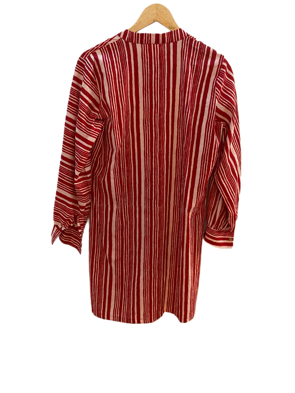 RED AND WHITE STRIPE PATTERN COTTON DRESS BESU INDIA