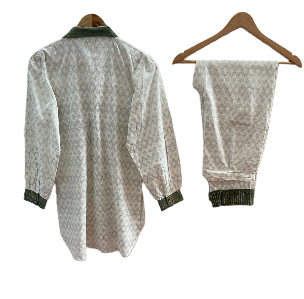 SILVER PATTERN PRINT KURTA CO-ORD SET BESU INDIA