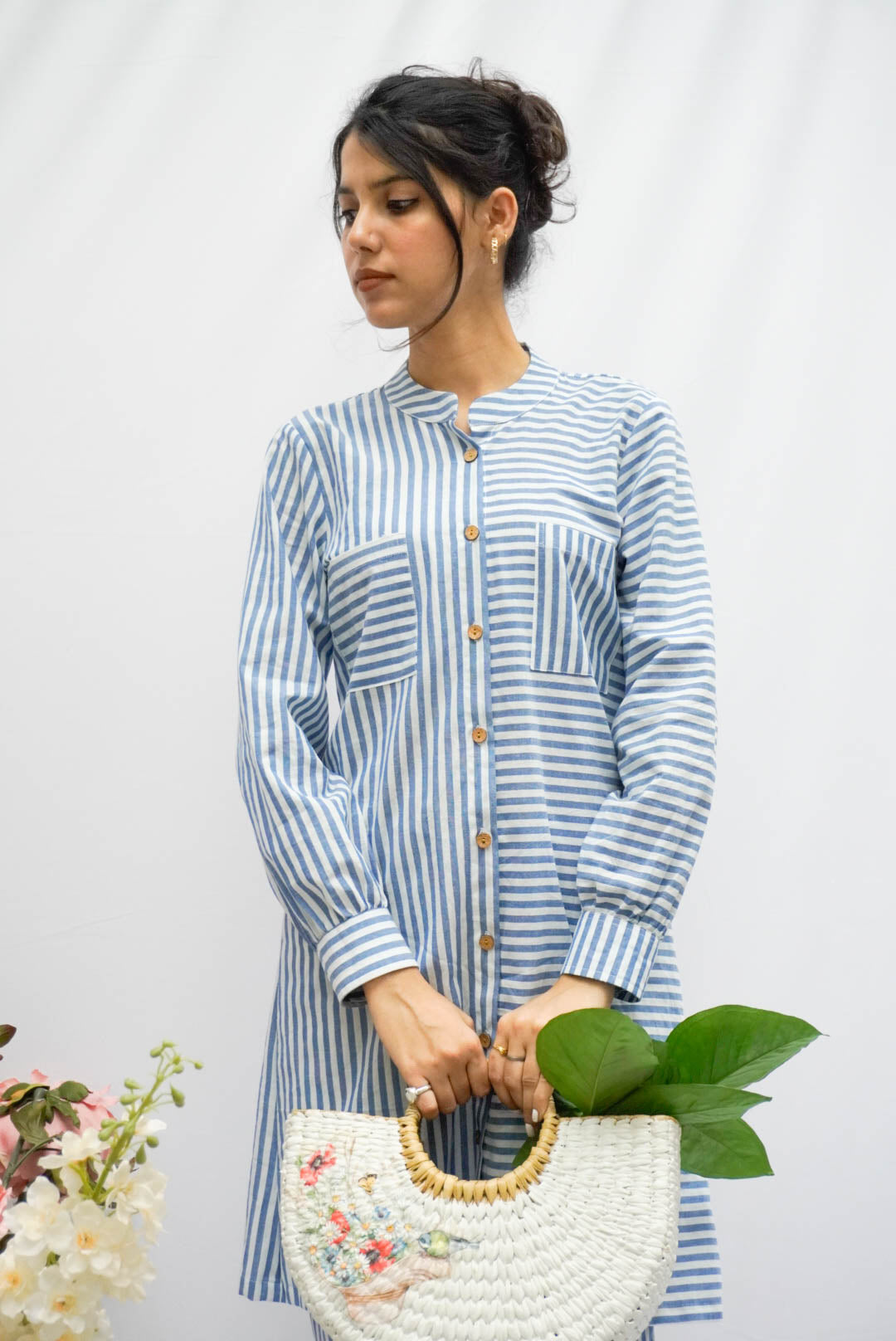 FAMOUS BLUE STRIPED COTTON CO-ORDS BESU INDIA