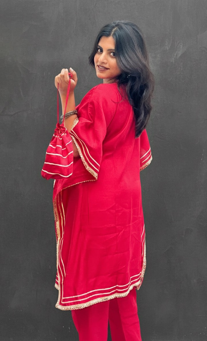RED KHAFTAN WITH BAG BESU INDIA