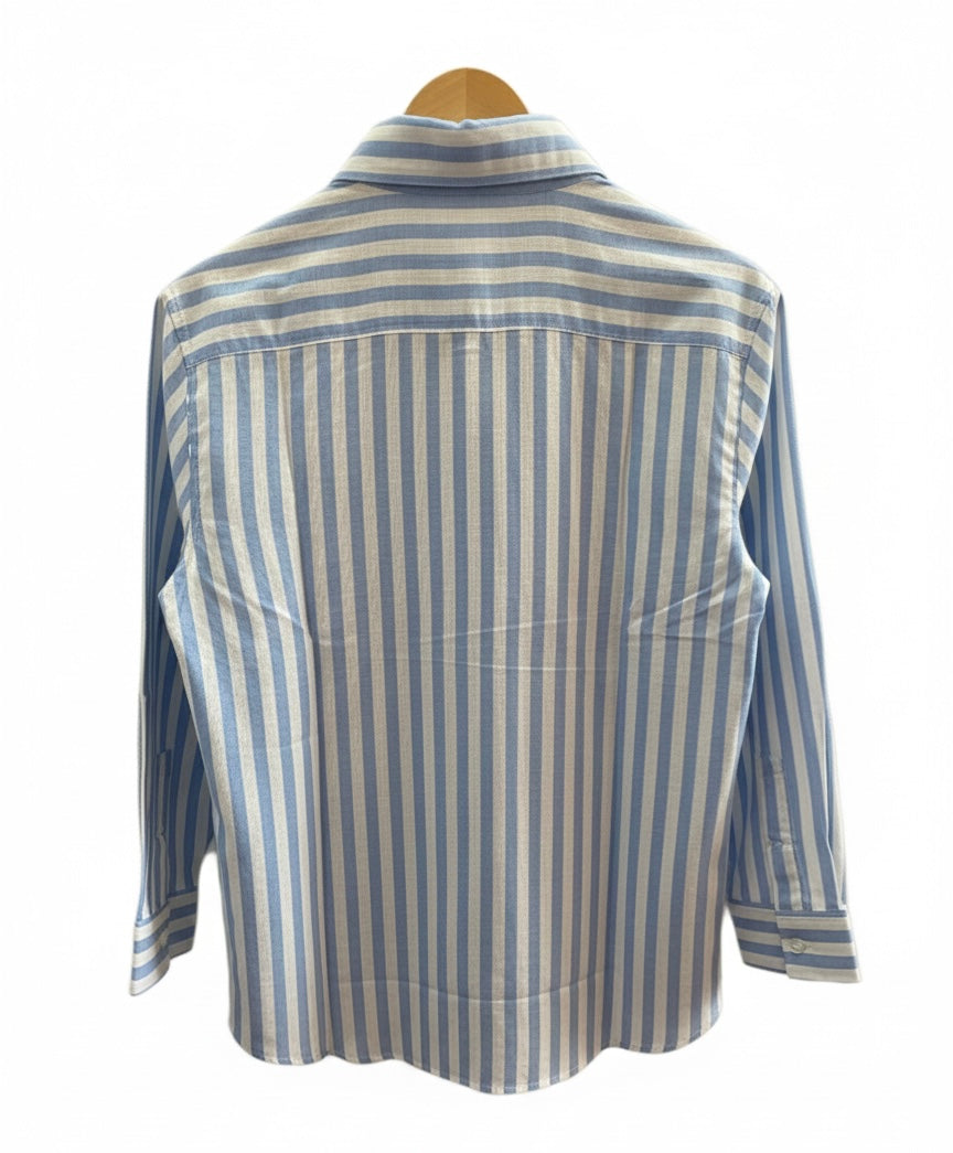 BLUE AND WHITE STRIPED SHIRT WITH SEQUINS EMBROIDERY BESU INDIA
