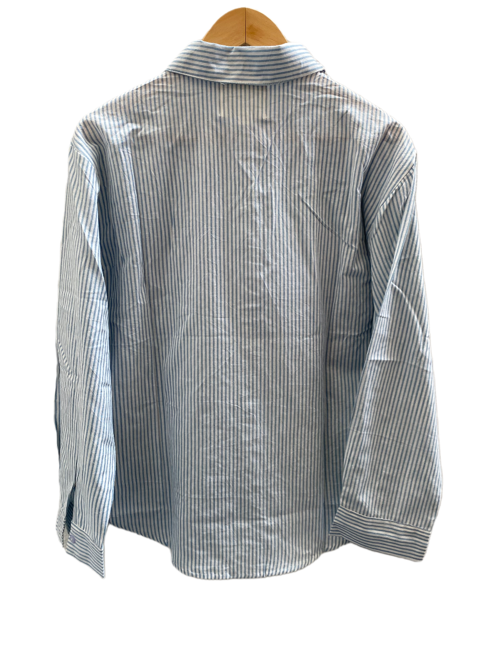 LIGHT BLUE STRIPED CUTWORK SHIRT BESU INDIA