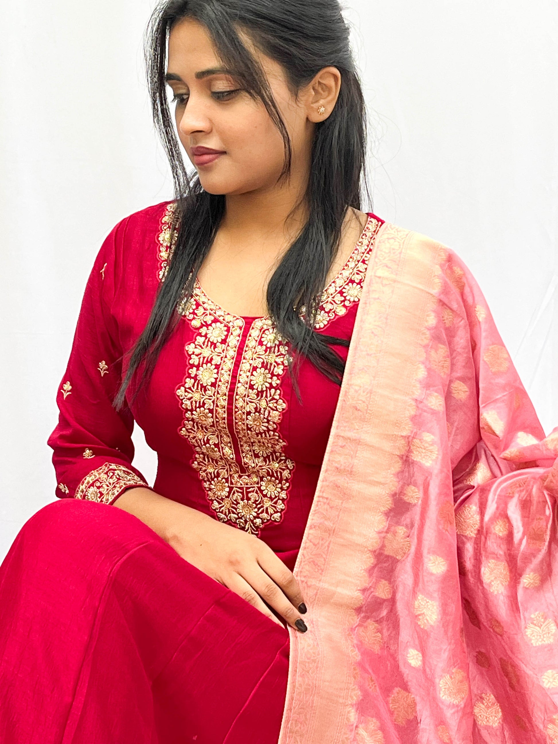 EMBROIDERED FULL LENGTH DRESS WITH DUPUTTA (no pants) BESU INDIA