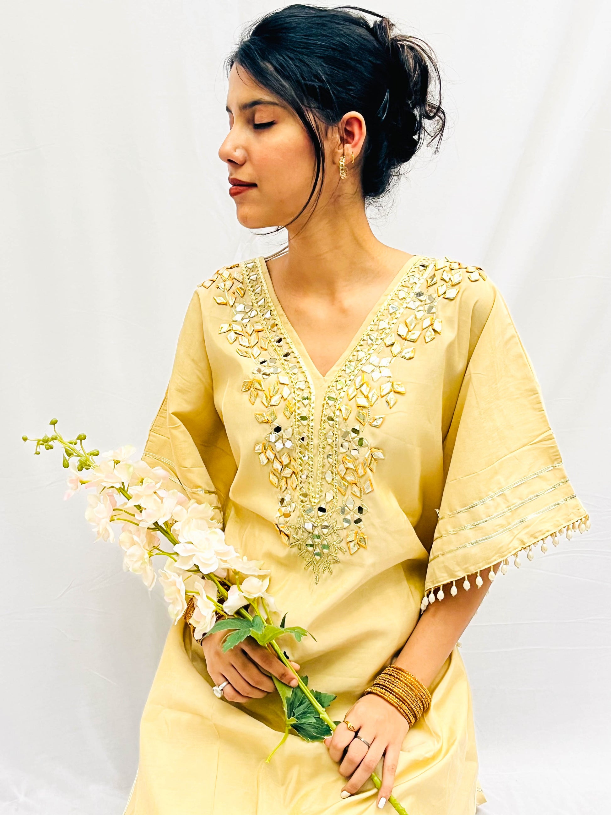 CREAM KHAFTAN WITH PANTS BESU INDIA