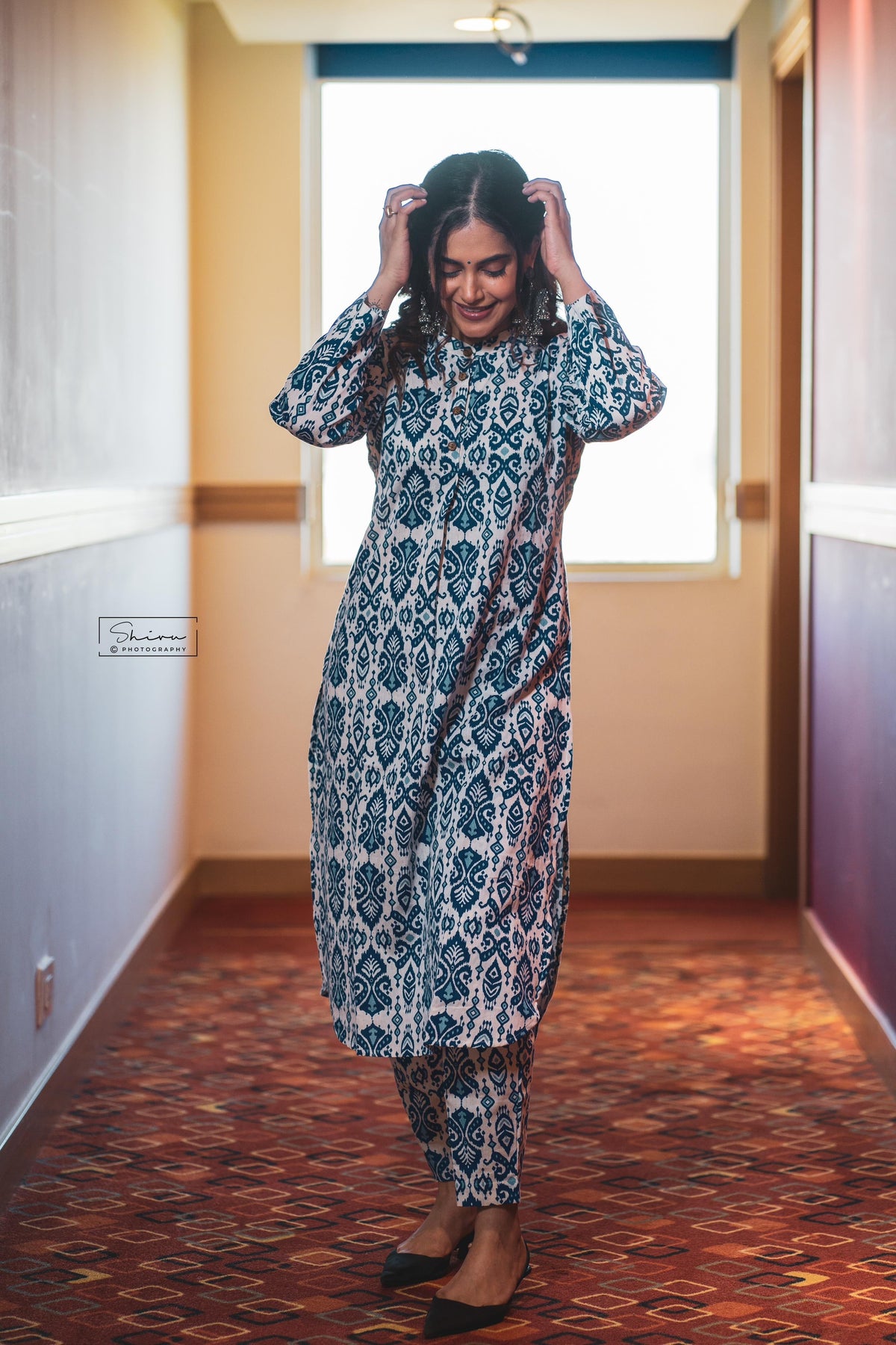 BALINESE PRINT INDIGO COLOUR COTTON KURTA TOP BESU INDIA