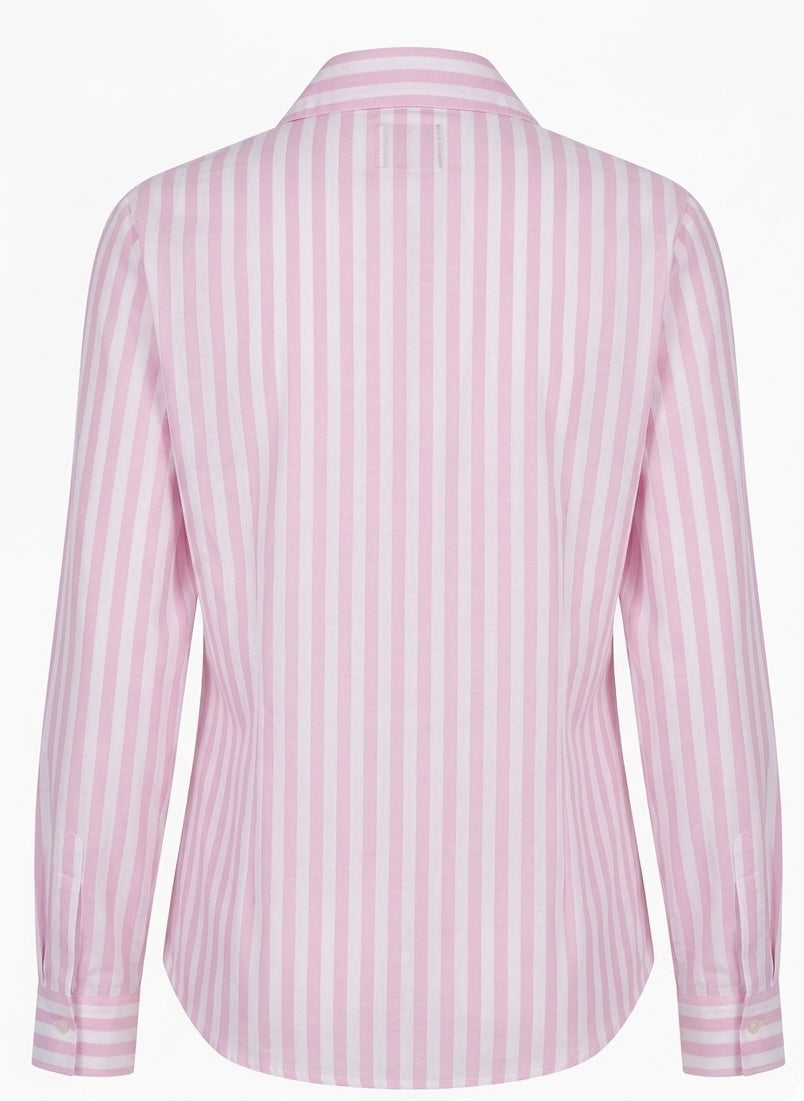 CANDY-PINK STRIPED SHIRT WITH EMBELLISHMENTS BESU INDIA