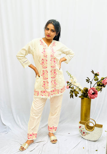 FLORAL THREAD EMBROIDERED SET BESU INDIA