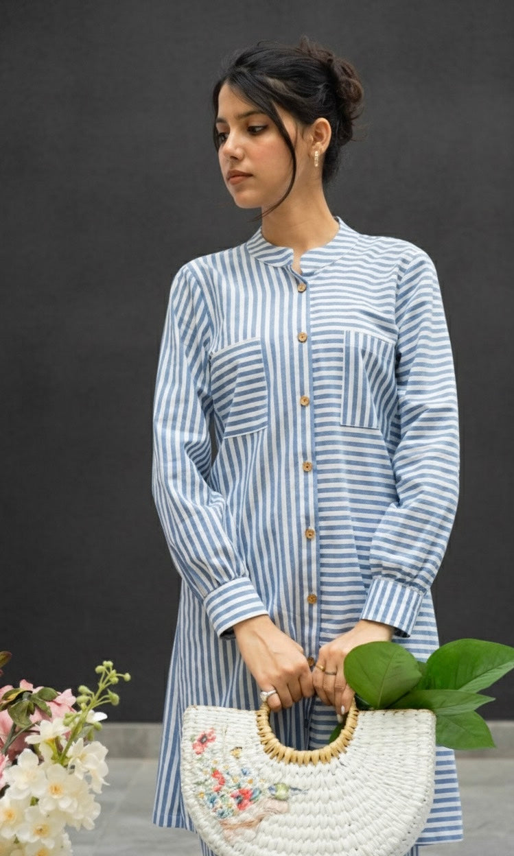 FAMOUS BLUE STRIPED COTTON CO-ORDS BESU INDIA