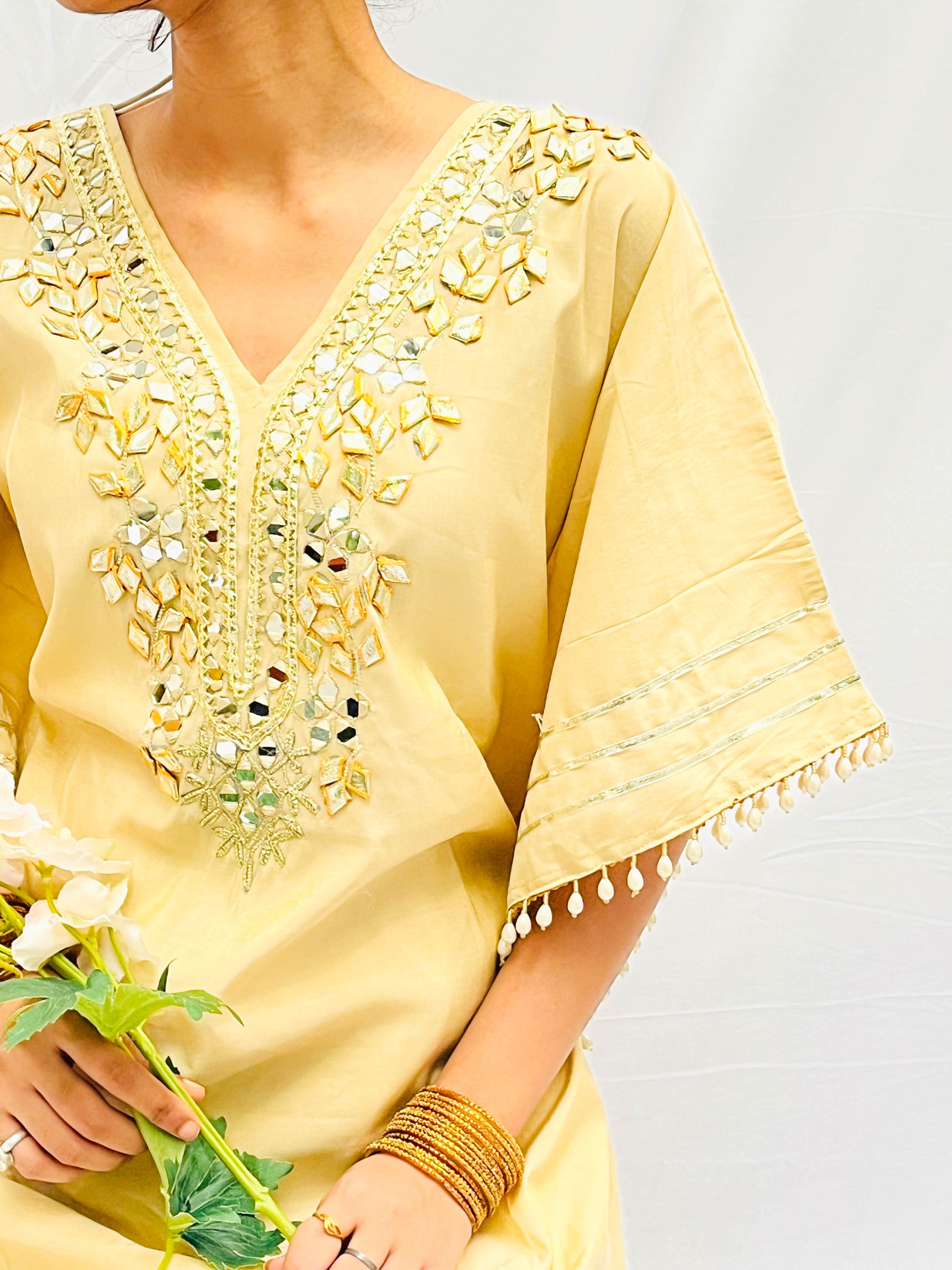 CREAM KHAFTAN WITH PANTS BESU INDIA