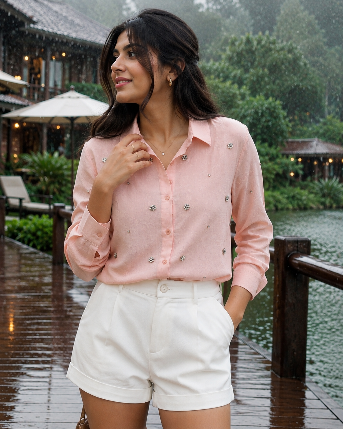 SPARKLING BLOSSOM PINK SHIRT BESU INDIA