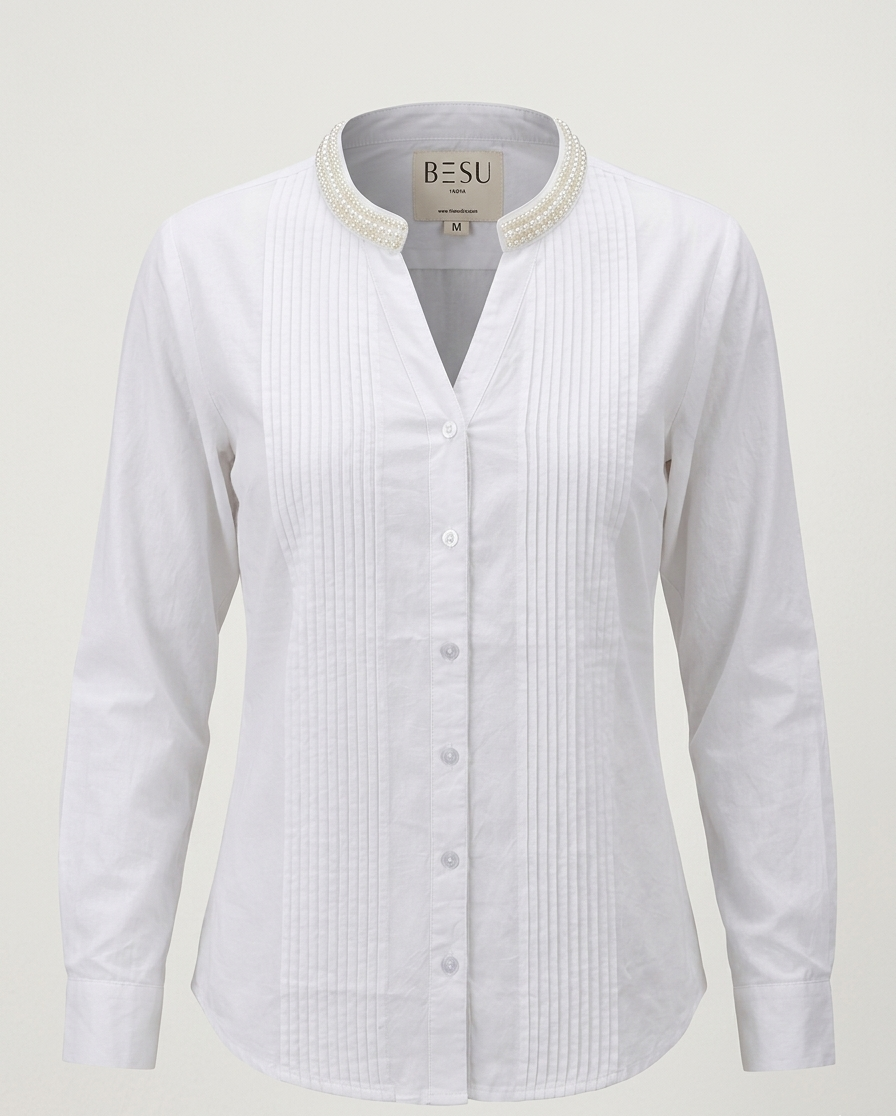 THE PEARL ACCENT PINTUCK WHITE SHIRT BESU INDIA