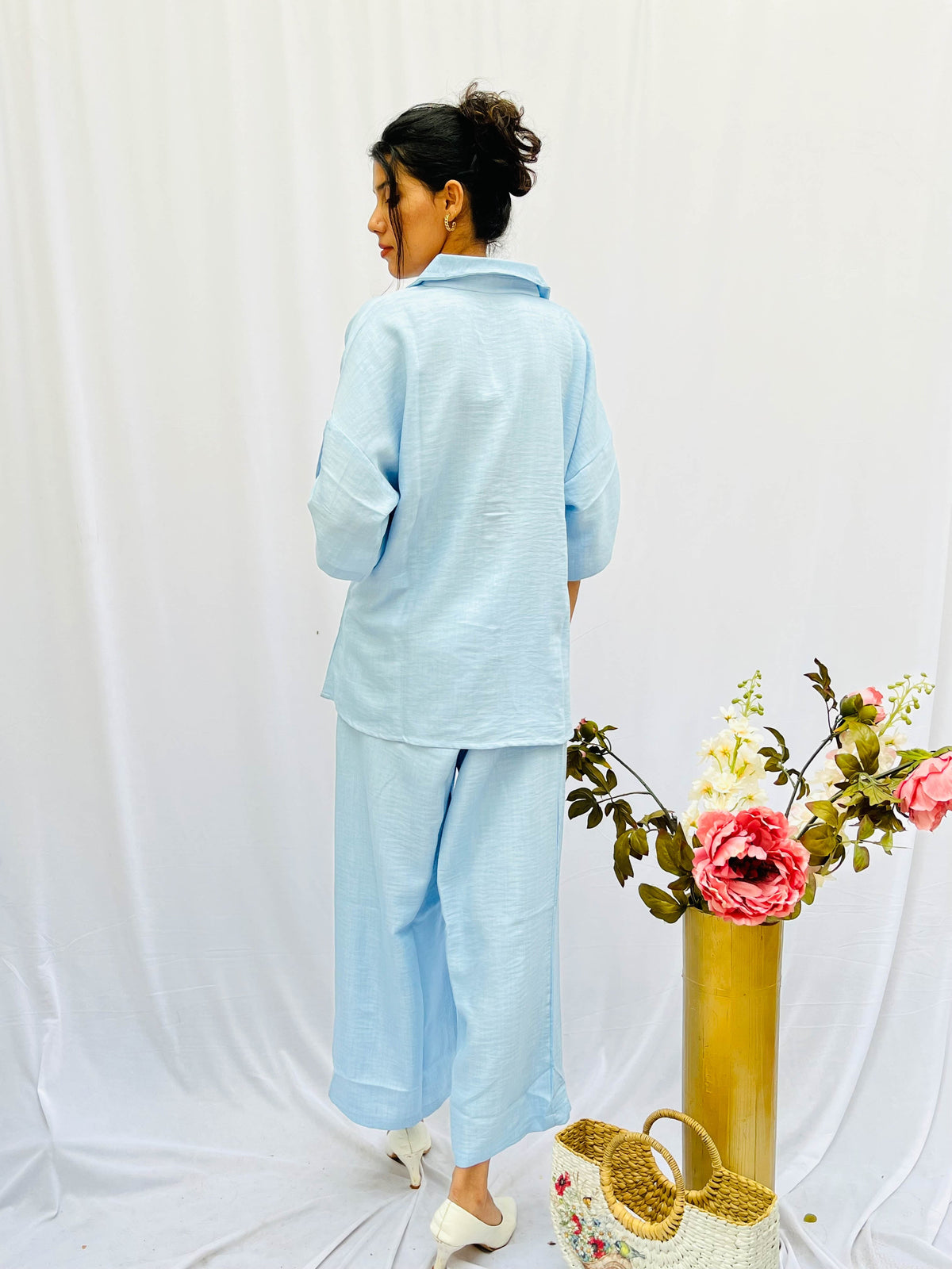 ACTOR DHANYA RAMKUMAR IN OUR LIGHT BLUE COTTON COMFORT CO-ORDS BESU INDIA
