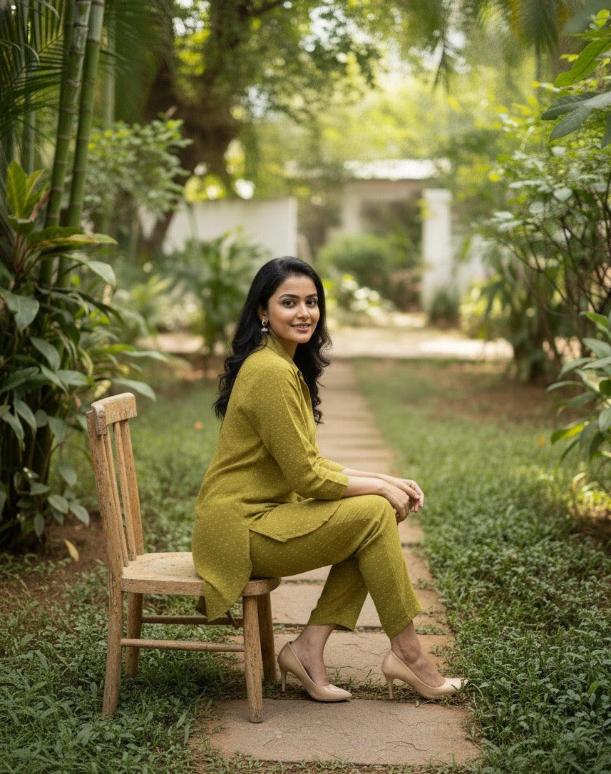 OLIVE MUSTARD CO-ORD SET BESU INDIA