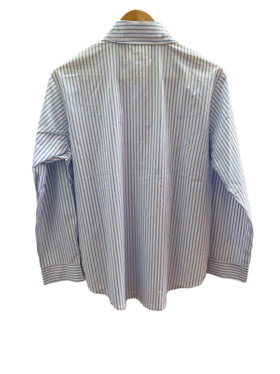 BLUE AND WHITE STRIPED STUDDED COTTON SHIRT BESU INDIA