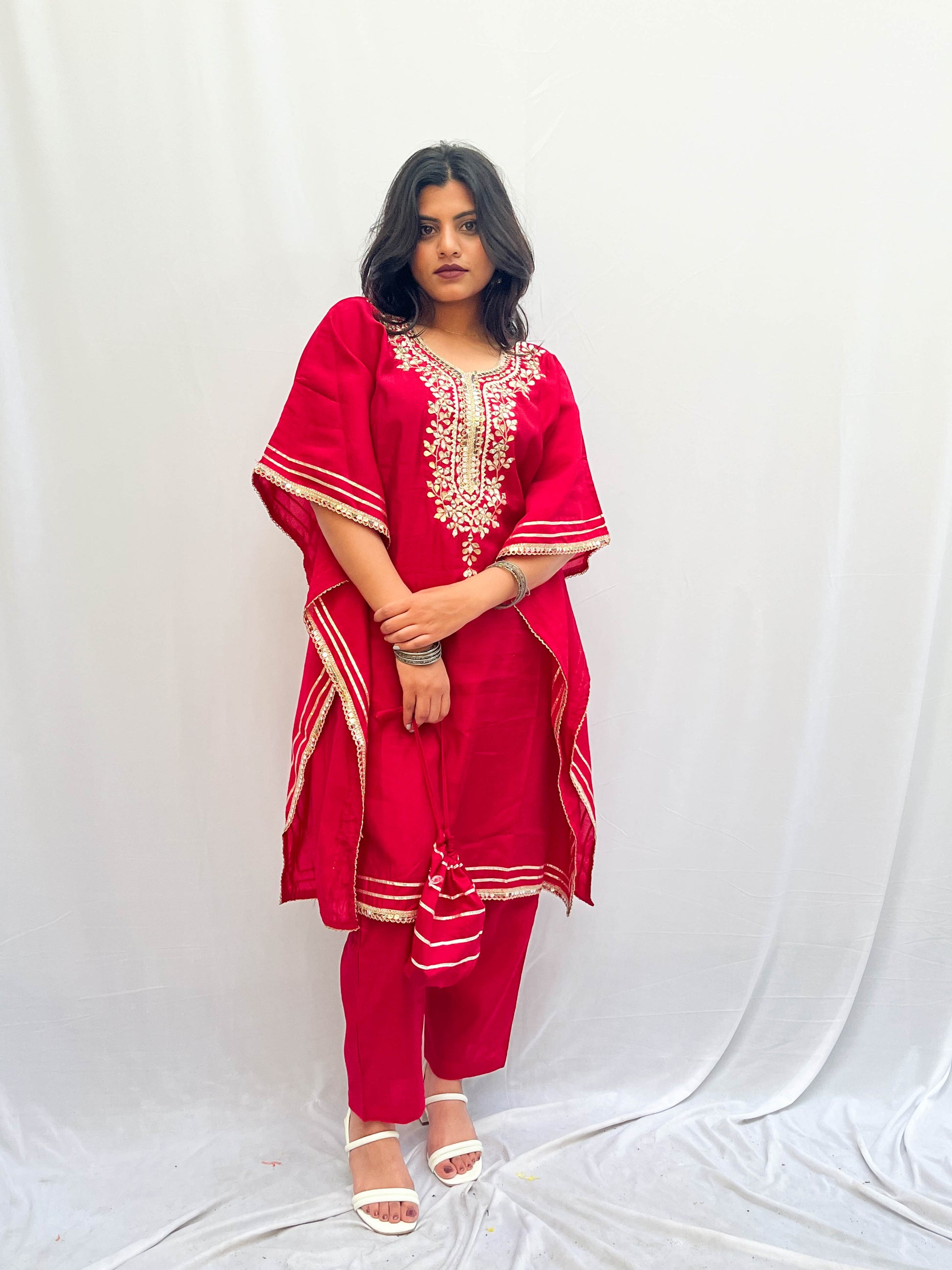 RED KHAFTAN WITH BAG BESU INDIA