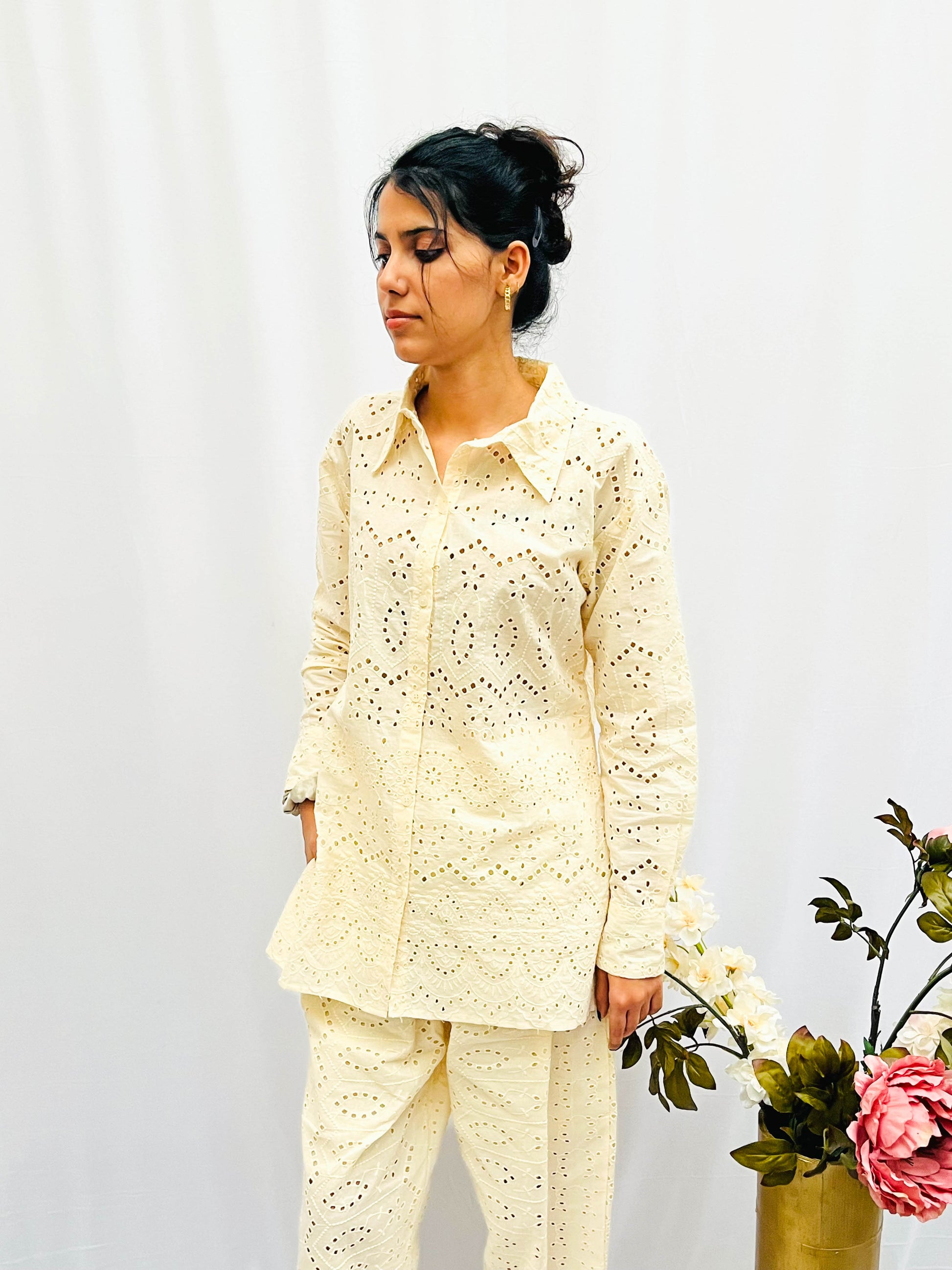 CREAM COLOUR HAKOBA CO-ORDS BESU INDIA