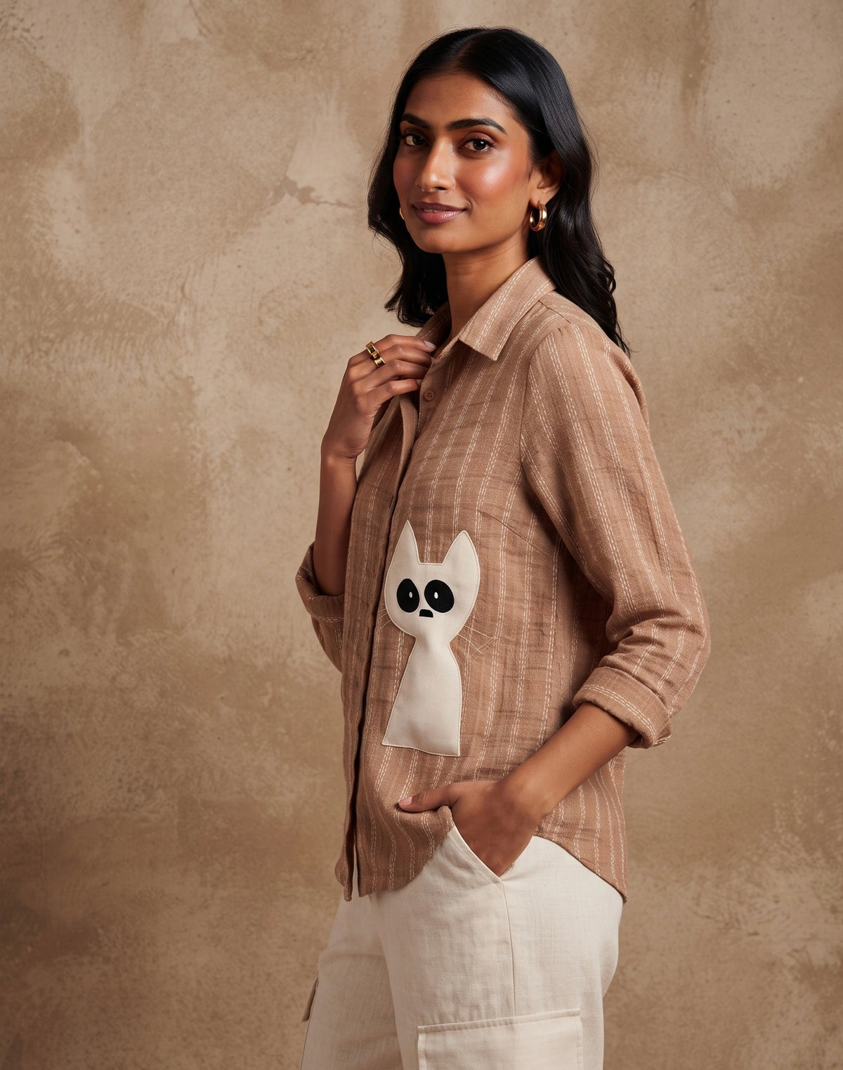 THE CURIOUS CAT TEXTURED SHIRT BESU INDIA