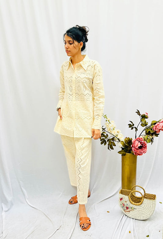 CREAM COLOUR HAKOBA CO-ORDS BESU INDIA