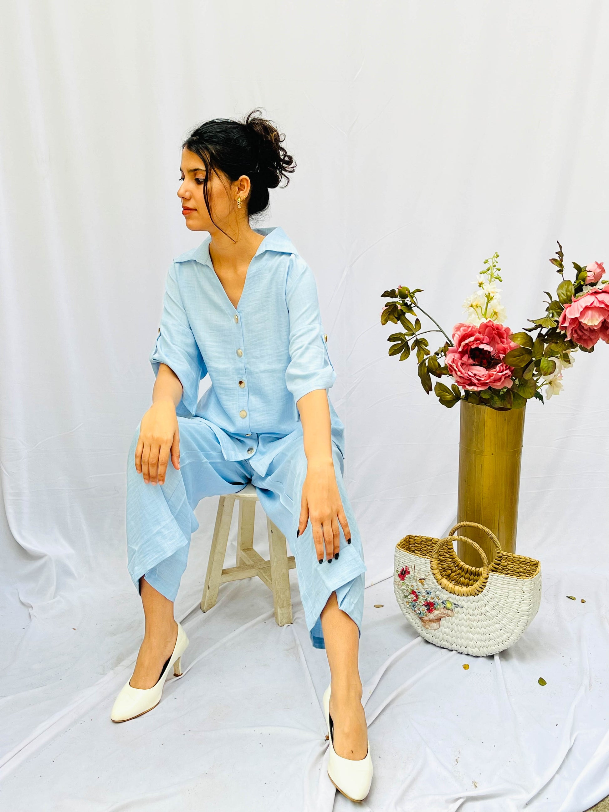SKY BLUE LINEN CO-ORDS BESU INDIA