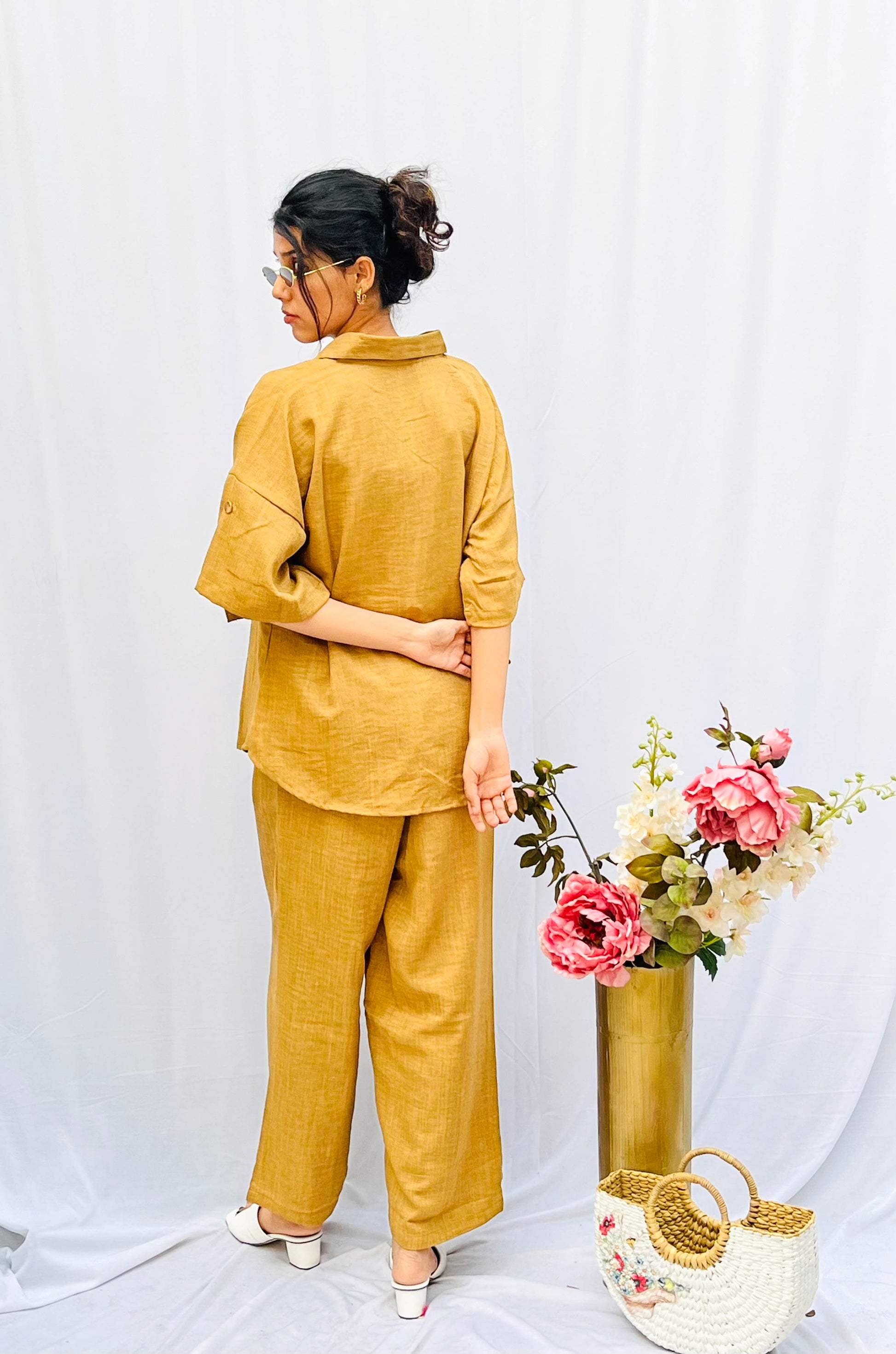 EARTHEN BROWN LINEN CO-ORD SET BESU INDIA