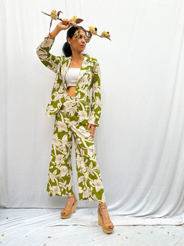 FLORAL PRINT COTTON BLAZER AND PANT SET BESU INDIA