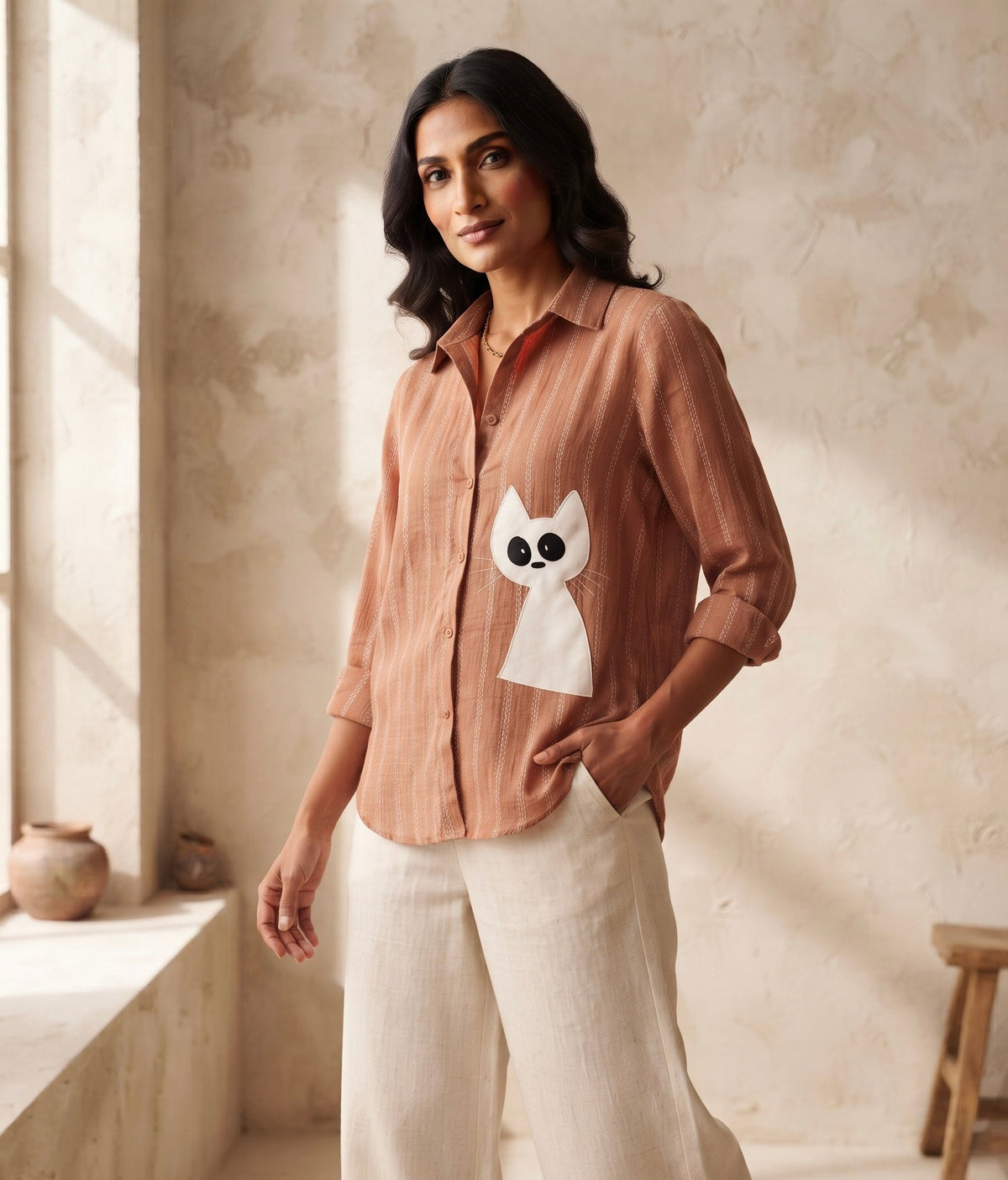 THE CURIOUS CAT TEXTURED SHIRT BESU INDIA