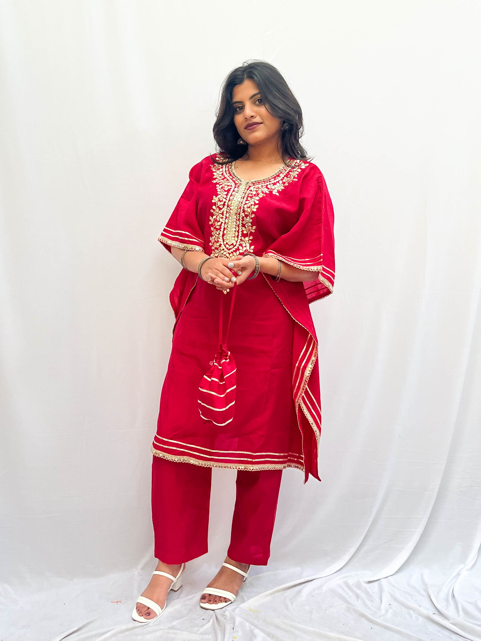 RED KHAFTAN WITH BAG BESU INDIA