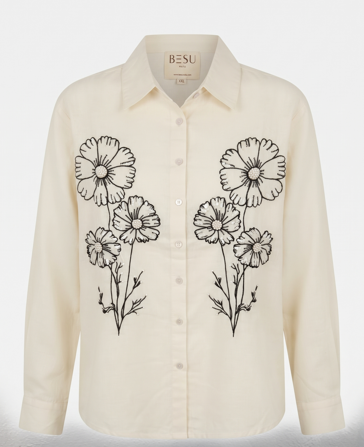THE IVORY BLOSSOM EMBROIDERED SHIRT BESU INDIA