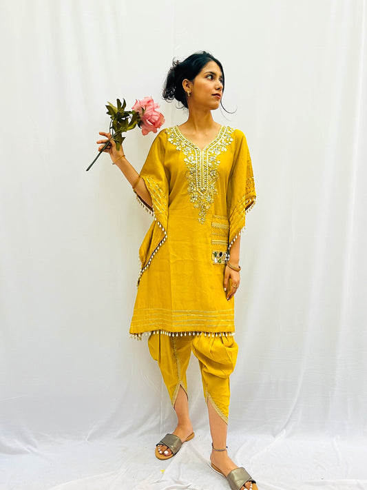 MUSTARD KHAFTAN WITH DOTHI PANTS BESU INDIA