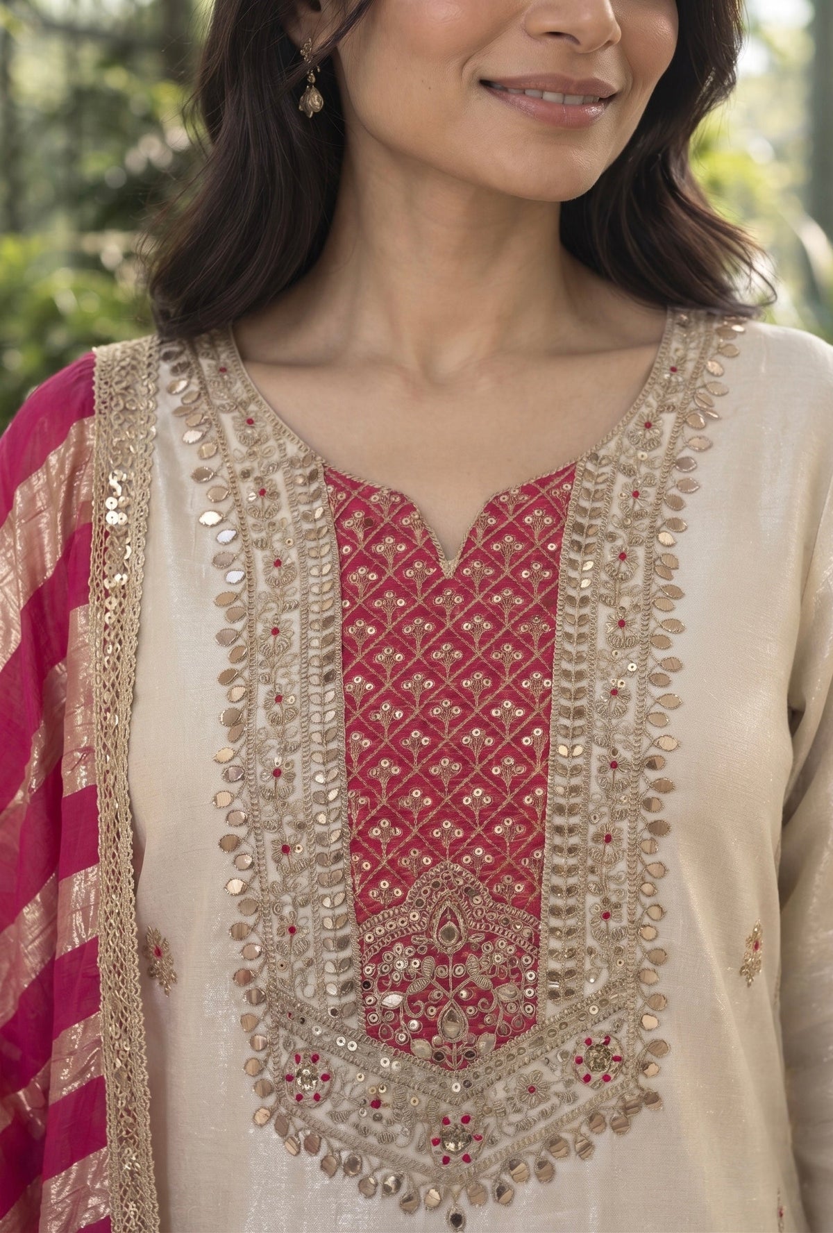 OFF-WHITE SILK BLEND KURTA SET BESU INDIA