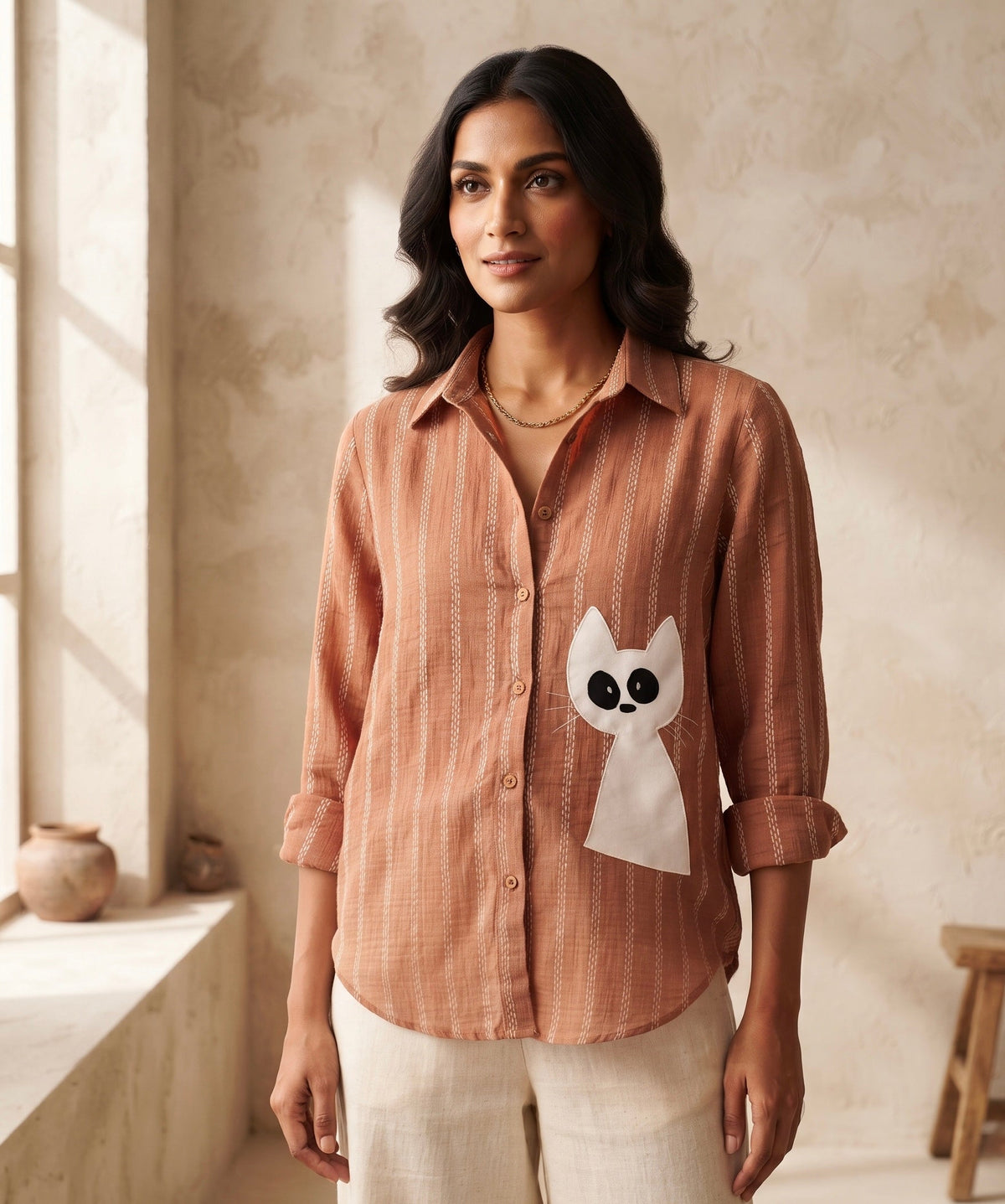 THE CURIOUS CAT TEXTURED SHIRT BESU INDIA