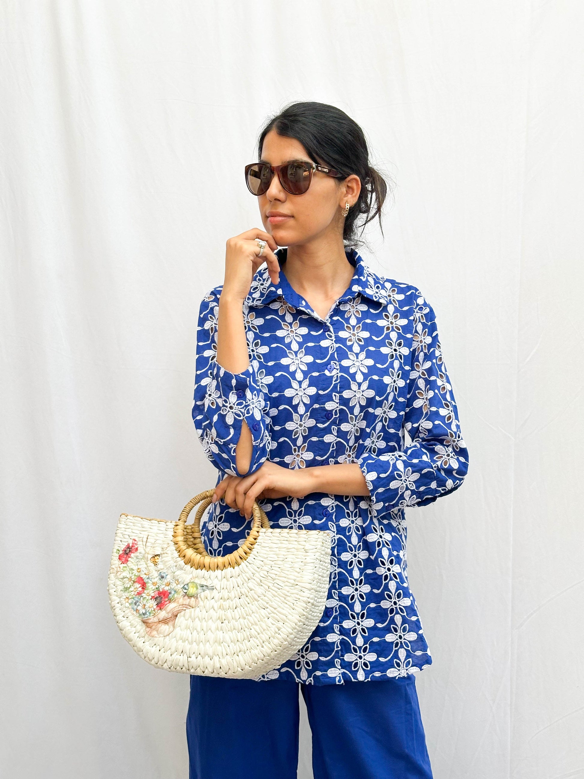 Soft Cutwork Embroidered Cotton Co-Ord Set BESU INDIA