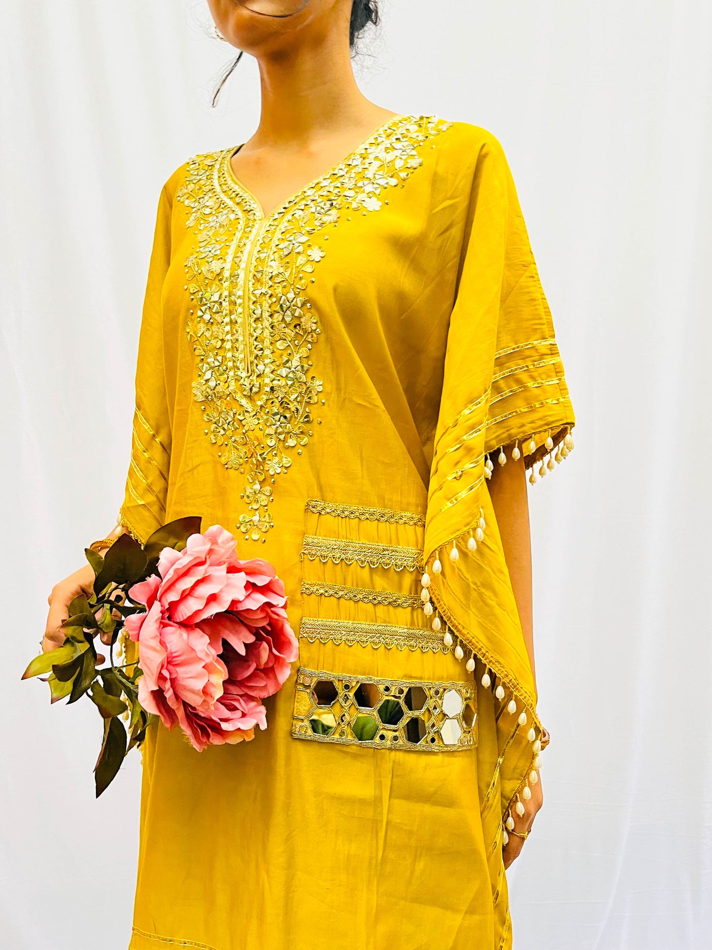 MUSTARD KHAFTAN WITH DOTHI PANTS BESU INDIA