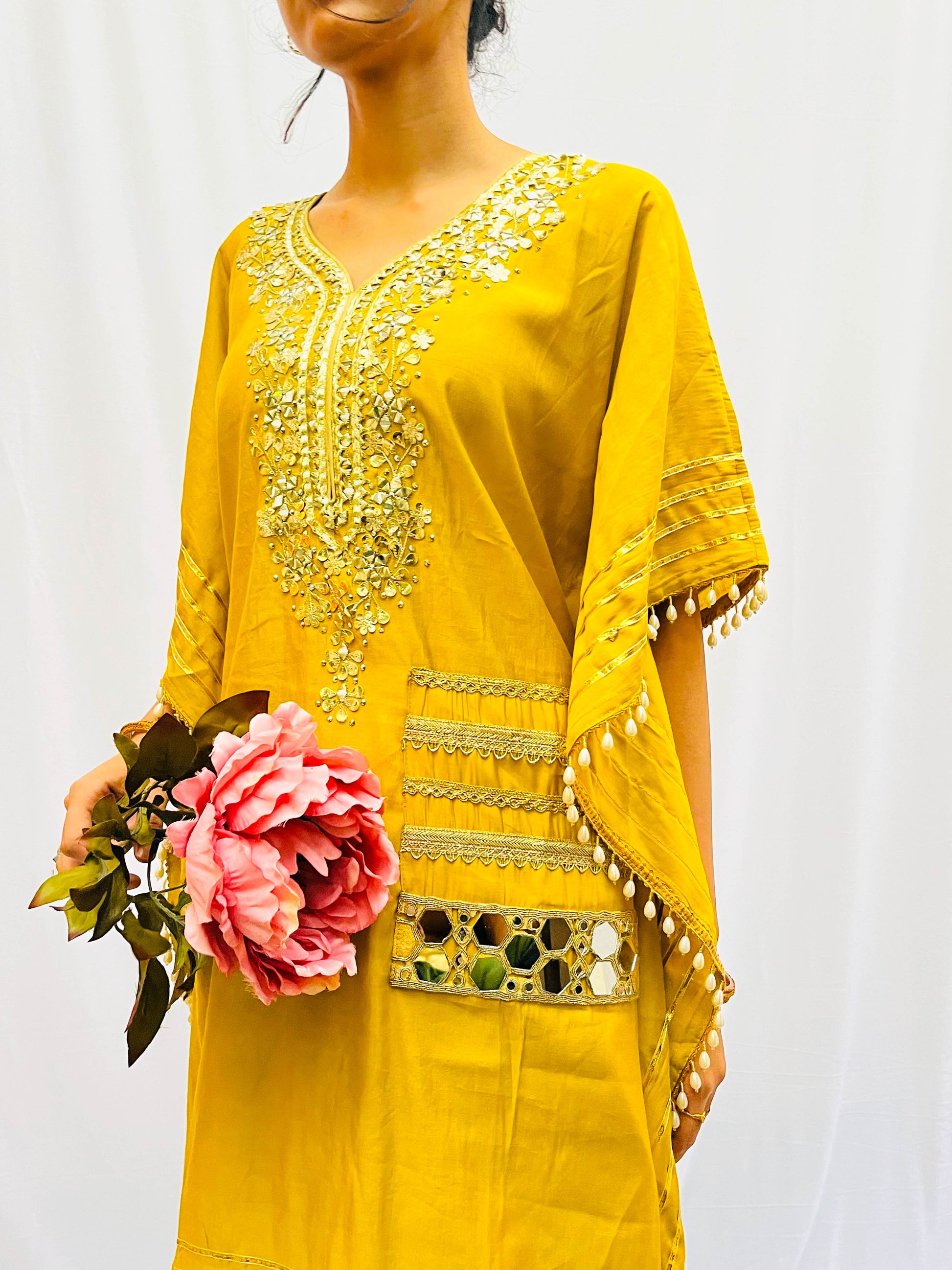 MUSTARD KHAFTAN WITH DOTHI PANTS BESU INDIA