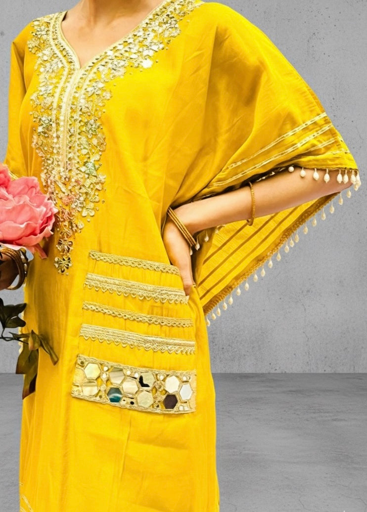MUSTARD KHAFTAN WITH DOTHI PANTS BESU INDIA