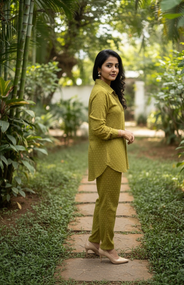 OLIVE MUSTARD CO-ORD SET BESU INDIA